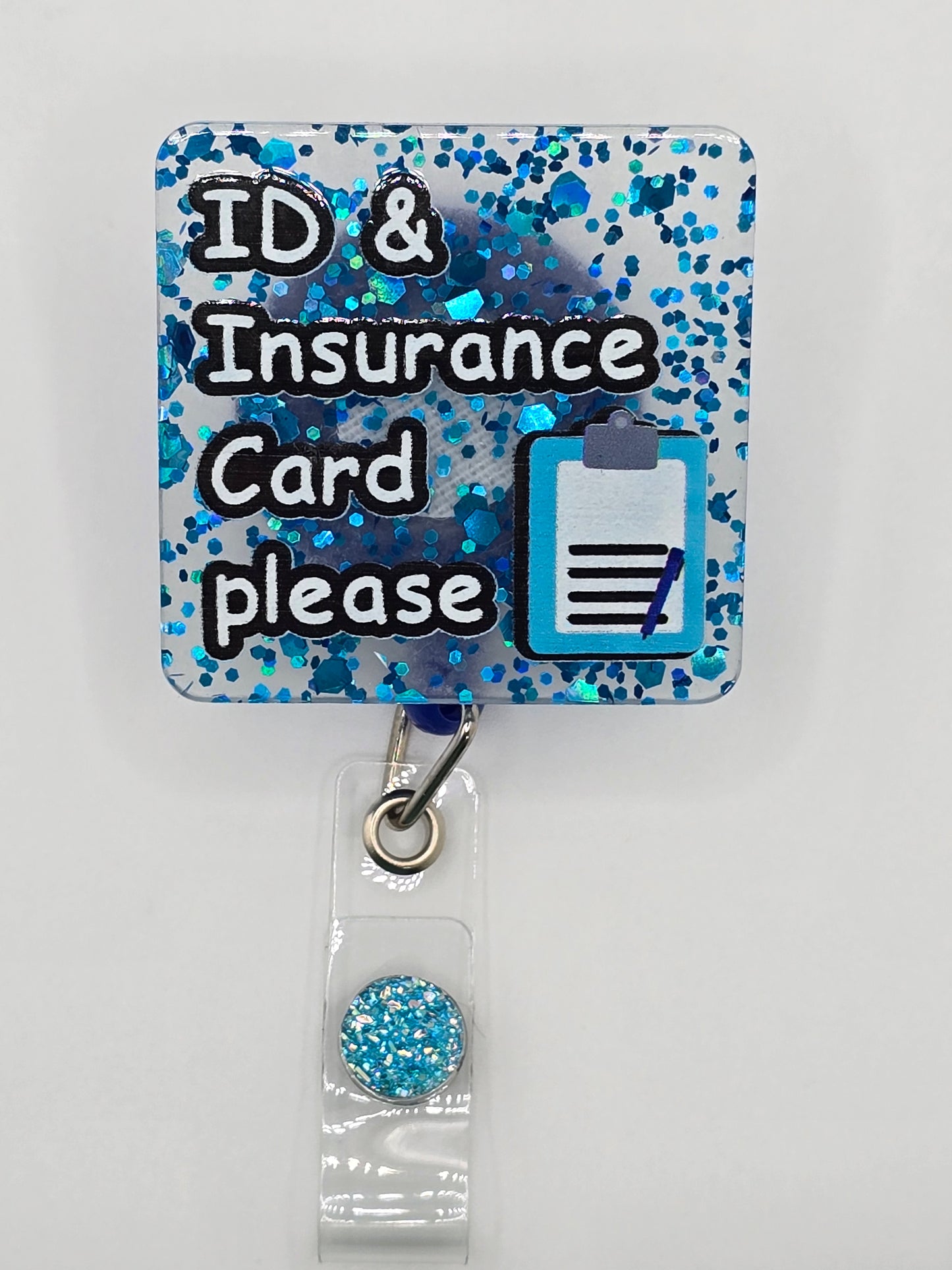 ID & Insurance Card Please Badge Reel
