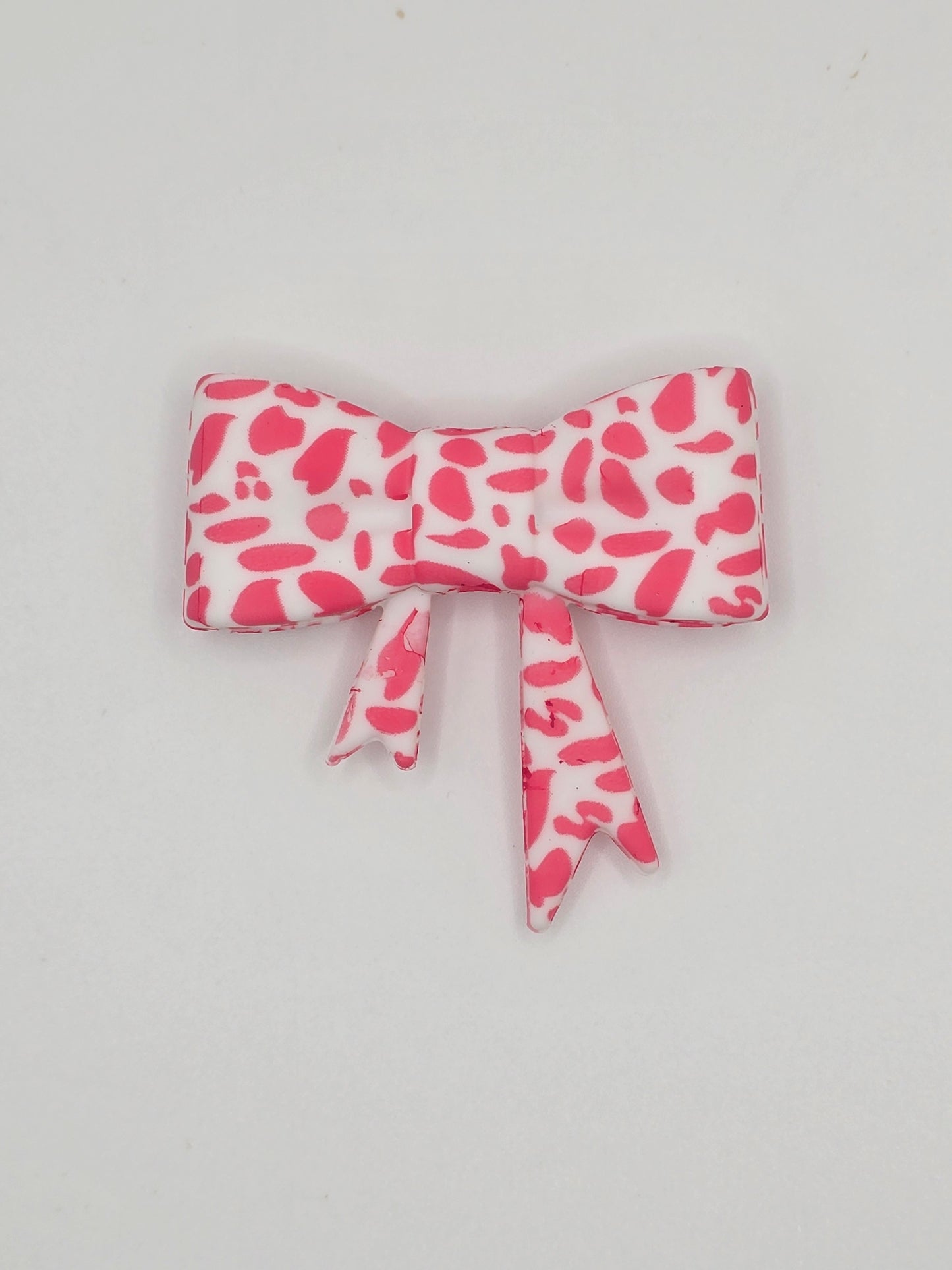 Beadable Jumbo Silicone Bow-Pink Animal Print