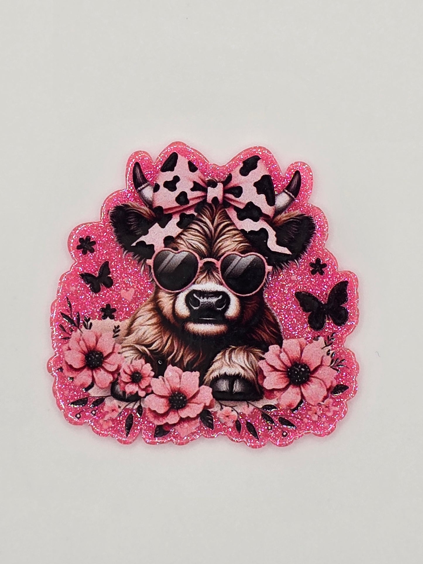 Cow with Pink Flowers