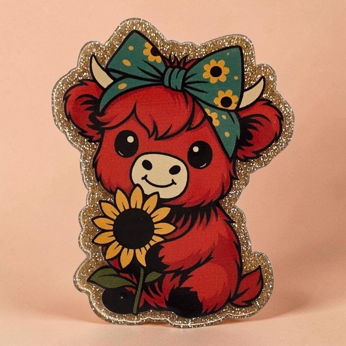 Cow with Sunflower Acrylic Flatback