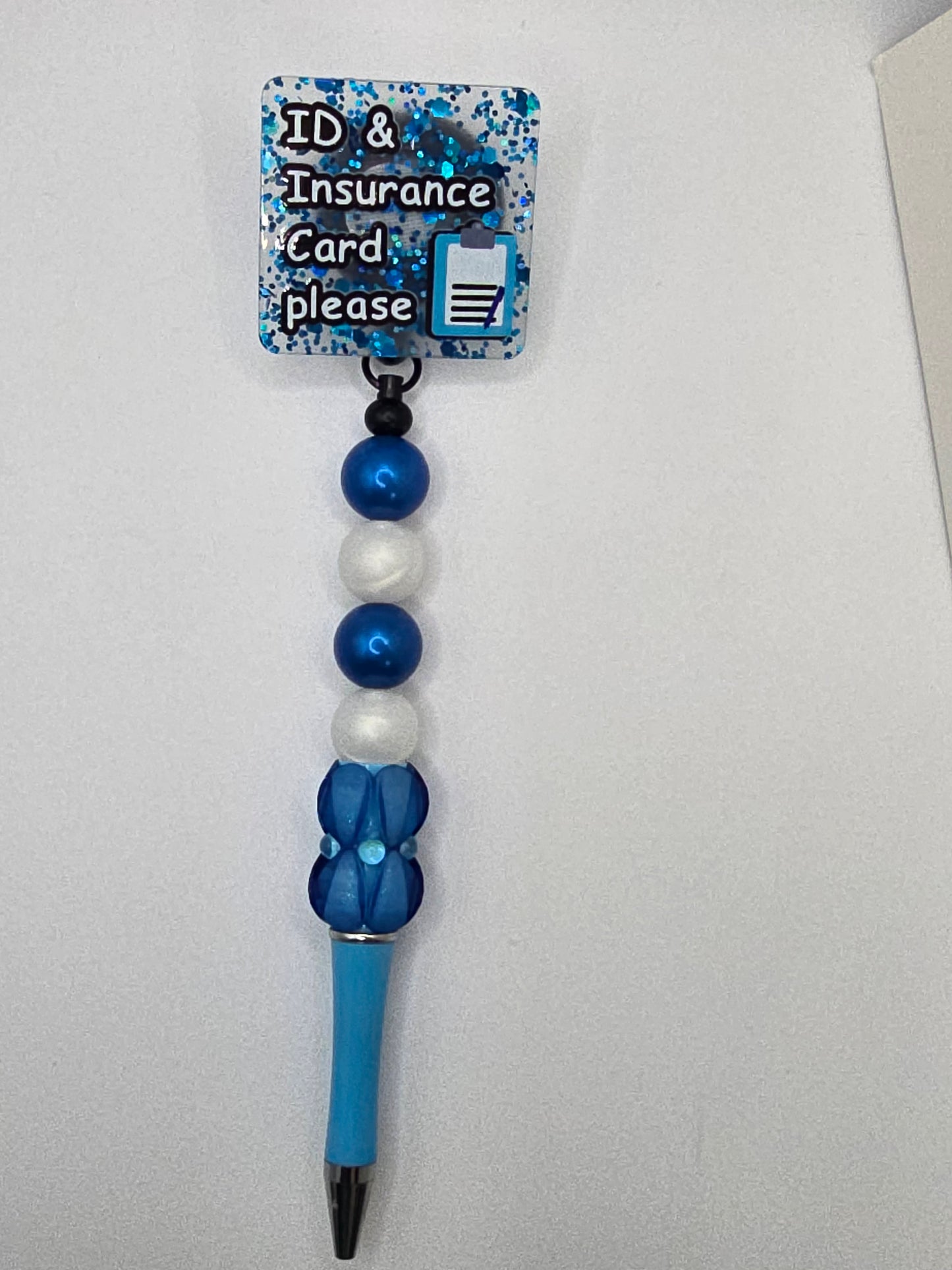 ID & Insurance Card Please Badge Reel Pen