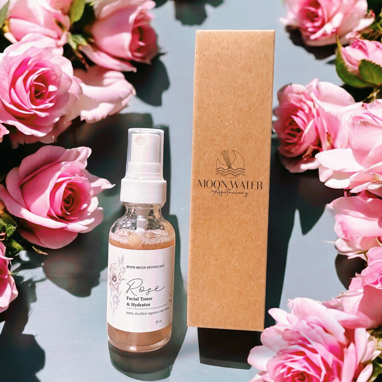 Handcrafted Rose Water Facial Toner, ALL Skin Types -- Organic Soothing, Hydrating Skin Care