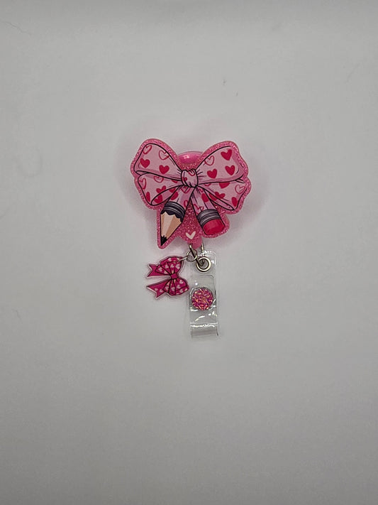 Pencil Bow Badge Reel