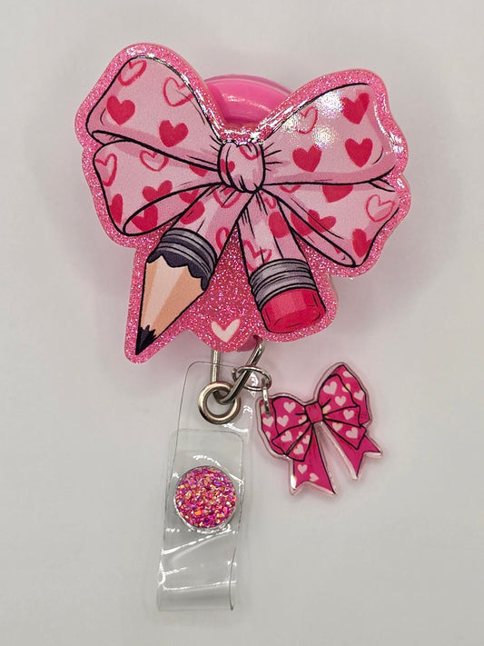 Pencil Bow Badge Reel