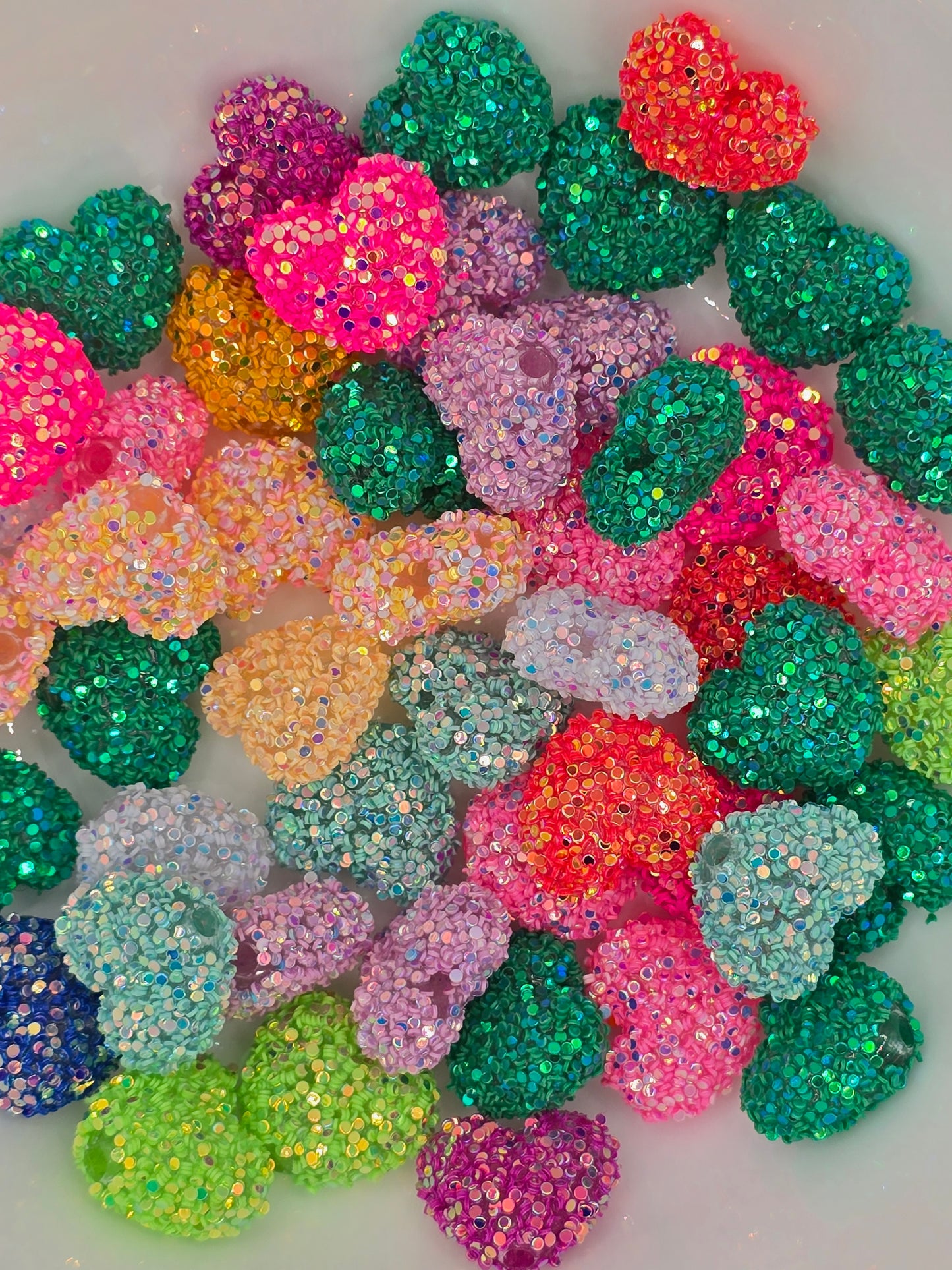 Glitter Heart Bead Mix