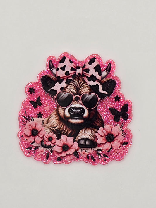 Cow with Pink Flowers