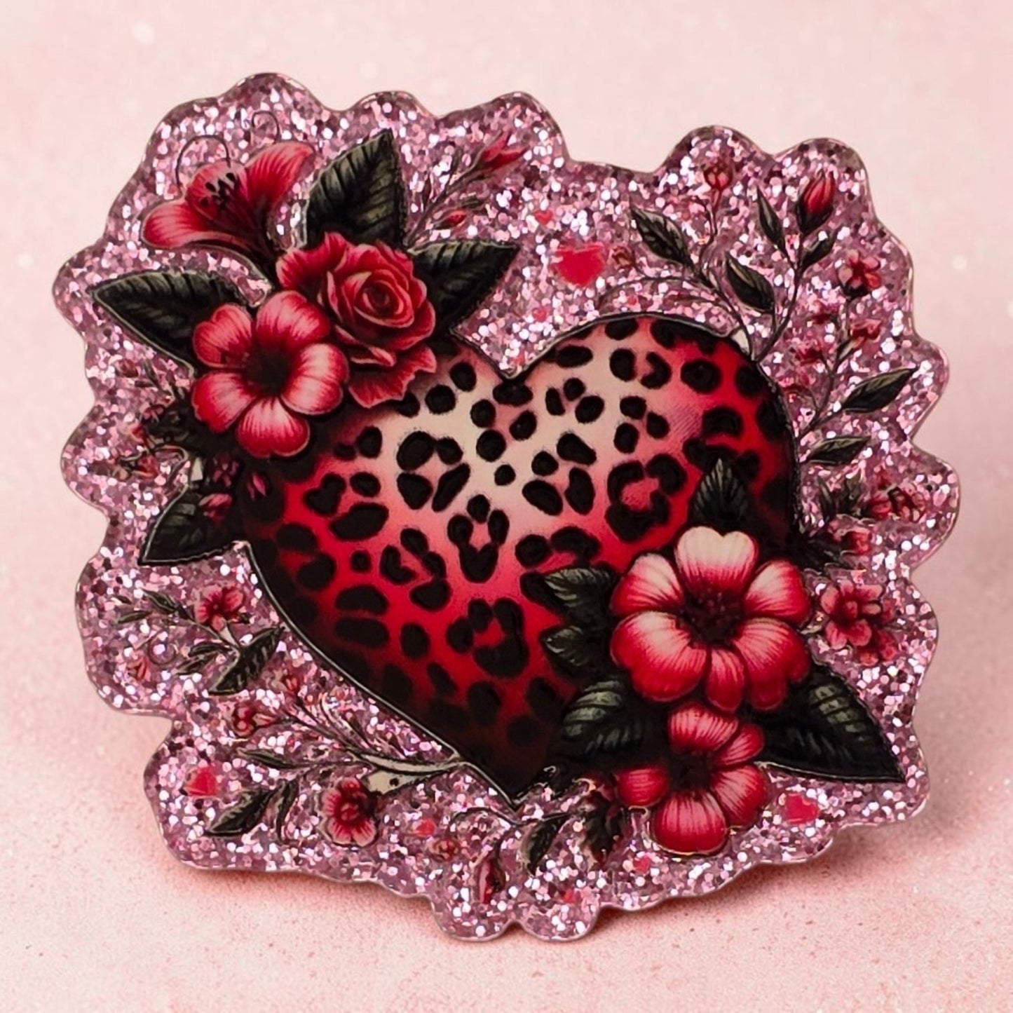 Animal Print Heart Acrylic Flatback