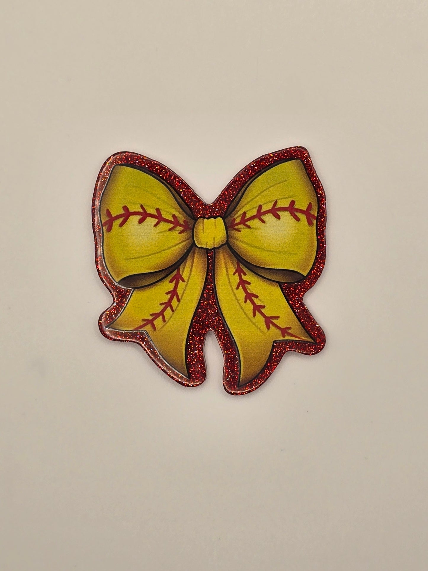 Softball Bow Acrylic Flatback
