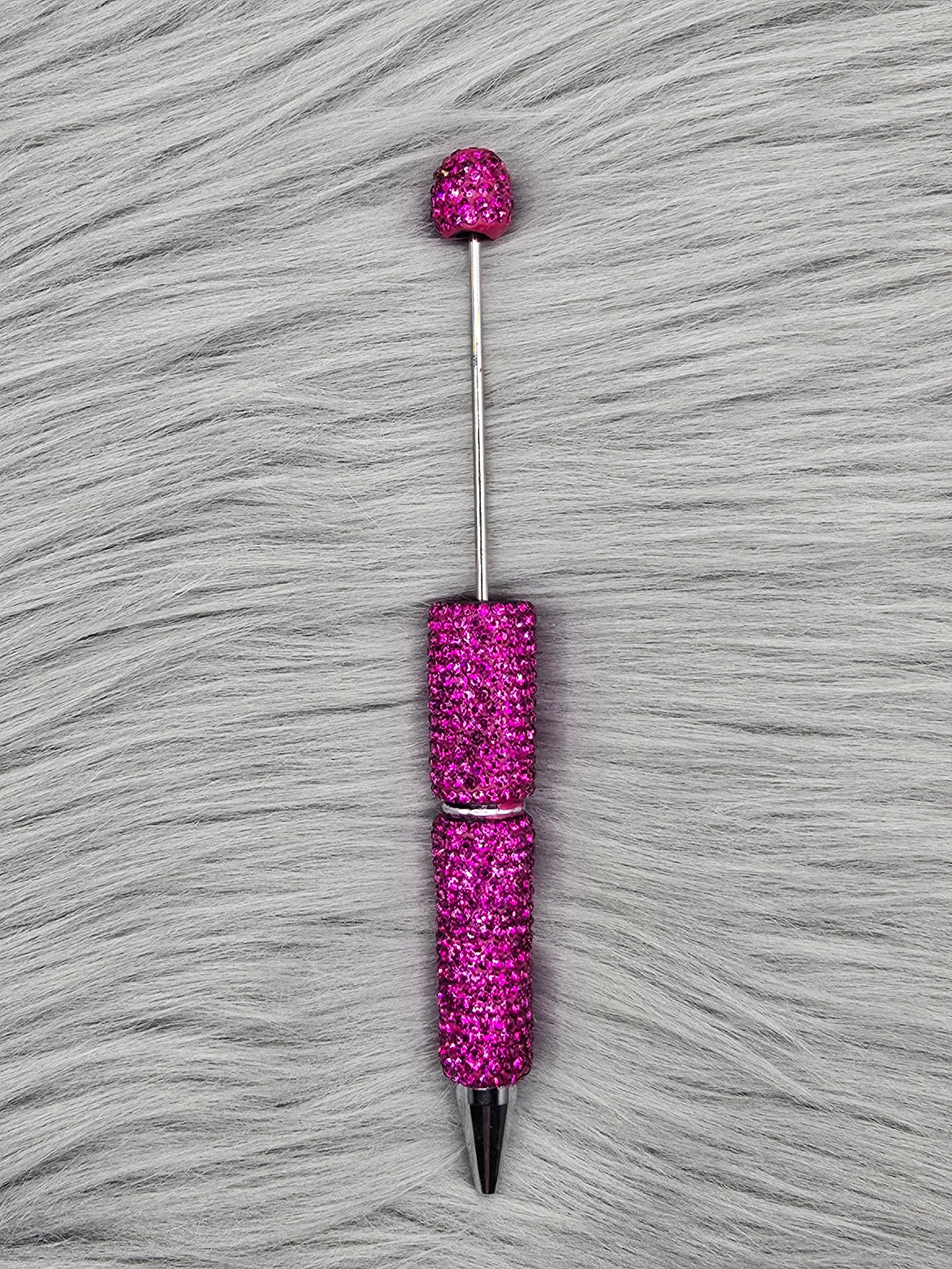 Light Plumb Clay Rhinestone Beadable Pen on a gray fur background