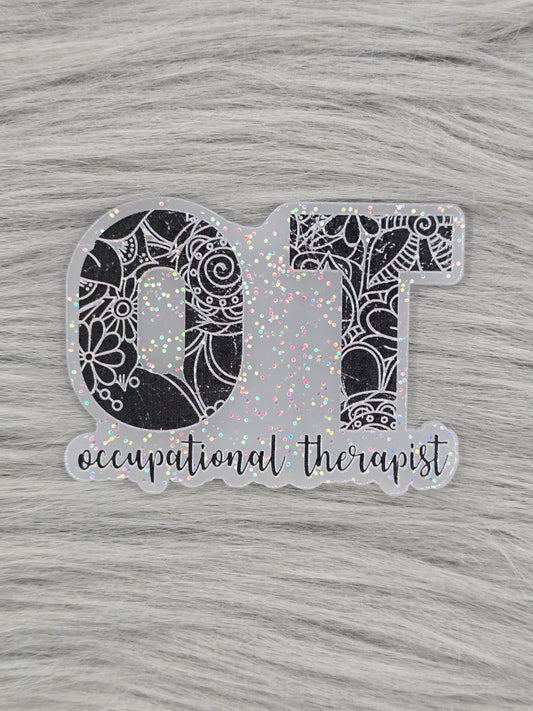 Decorative letters OT with intricate patterns and the words "Occupational Therapist" at the bottom