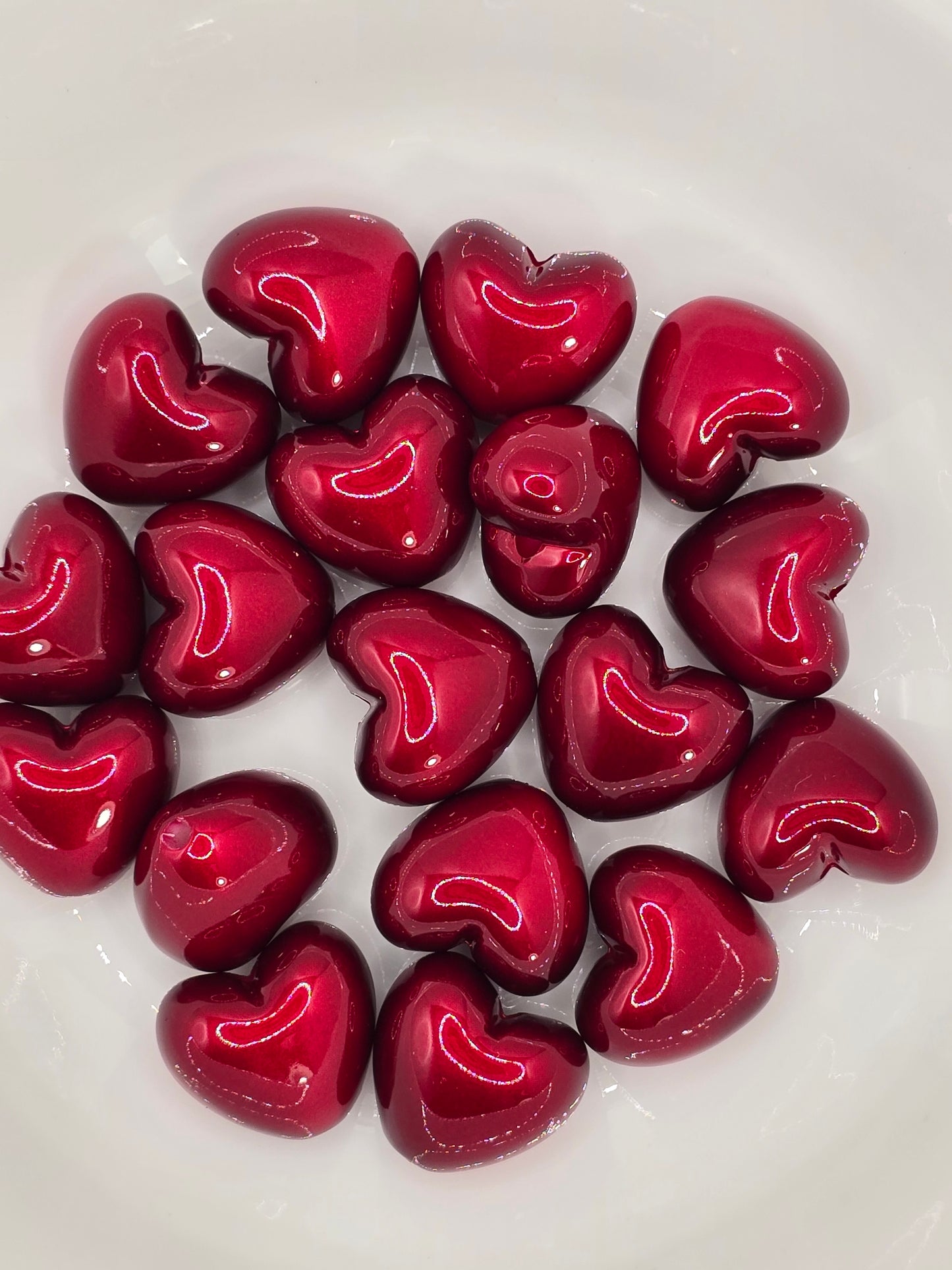 Red Acrylic Heart Beads (5ct)