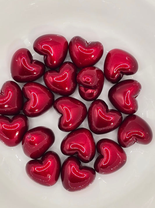 Red Acrylic Heart Beads