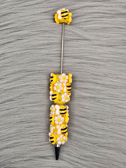 3D Beadable Bee and Flowers Pen