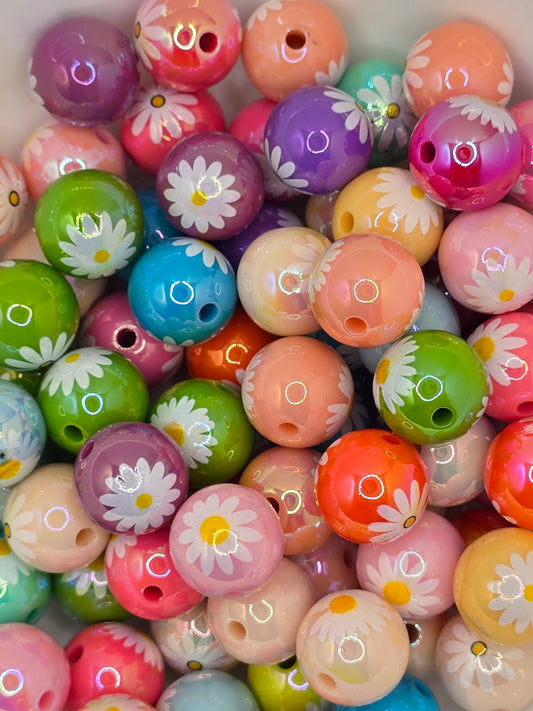 16mm Acrylic Flower Beads